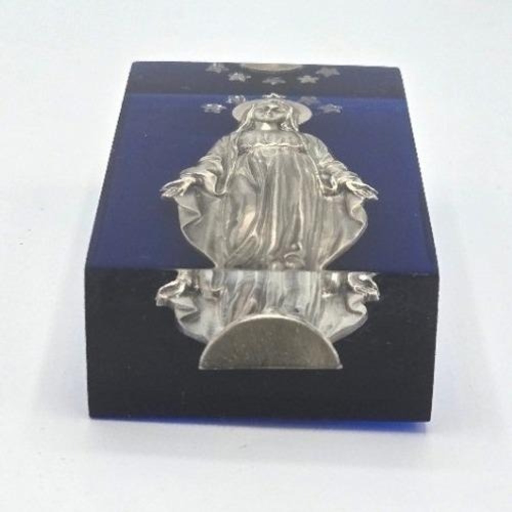 Vintage 1830‎ Miraculous Medal Virgin Mary Lucite Paperweight - Cobalt Blue - Picture 5 of 8